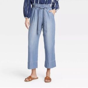 Knox Rose Women's Mid-Rise Tie-Front Cropped Wide Leg Pants - Sizes XS